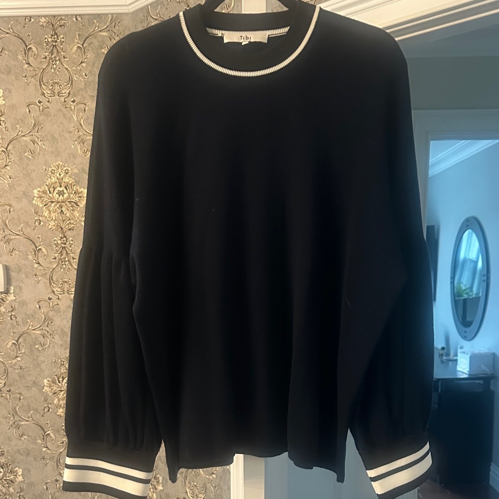 Tibi Crewneck Sweater with White Trim